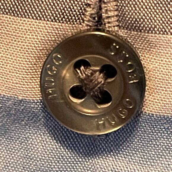 Hugo Boss Slim Fit Blue Plaid Button Shirt size Medium - Picture 6 of 9